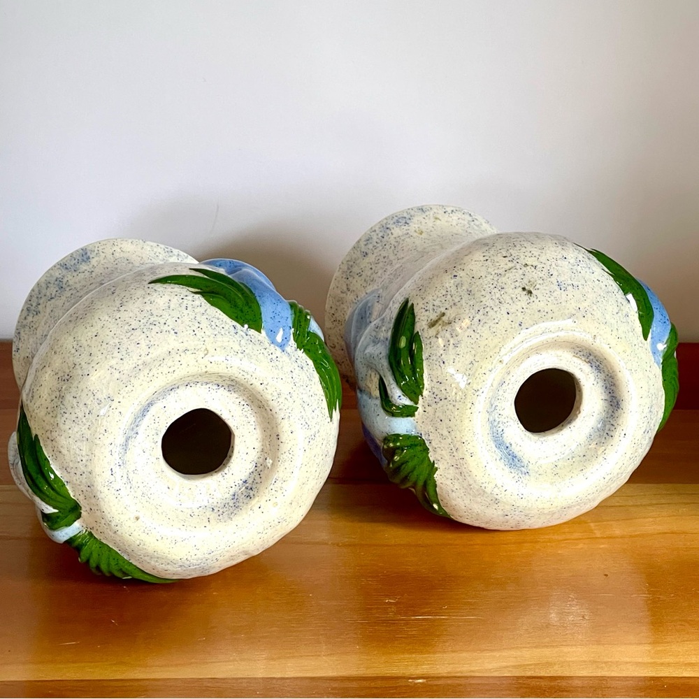 Blue Mushroom Ceramic Salt & Pepper Shakers 1970s - Picture 6 of 14